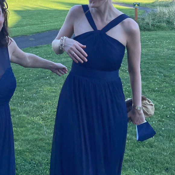 David’s Bridal Y-Neck Dress in Marine - Picture 6 of 7